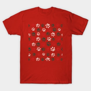 Christmas paw print T-Shirt